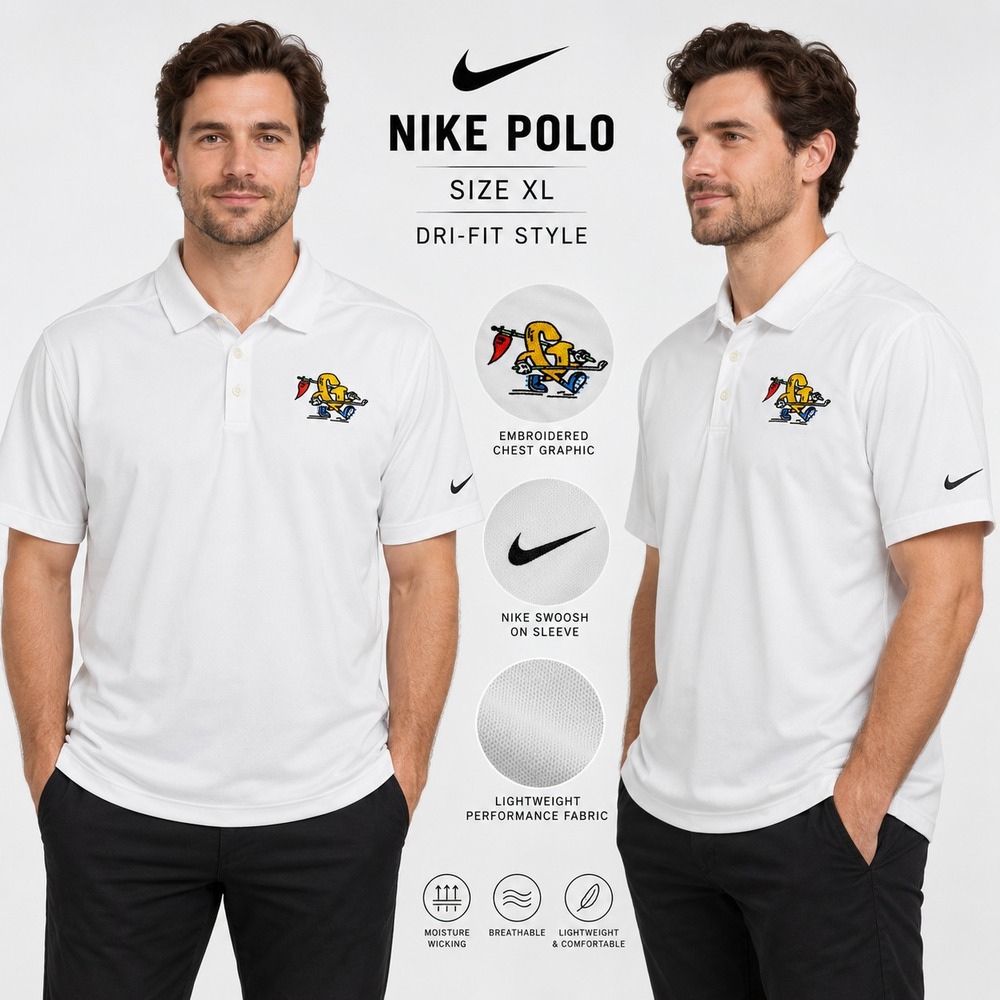 Nike Golf Men XXL White Short Sleeve Dri-Fit Embroidered Logo Polo Shirt